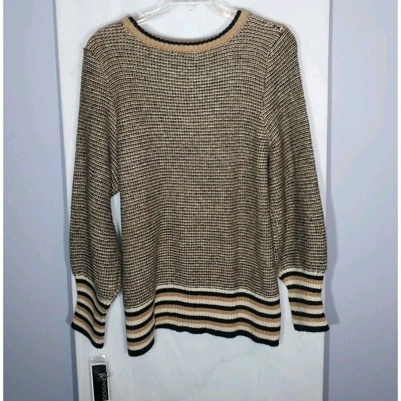 New Design 365 Horizontal Stripe Sweater Plus Sz 2X Crew Neck Fuzzy Pullover - Picture 6 of 9